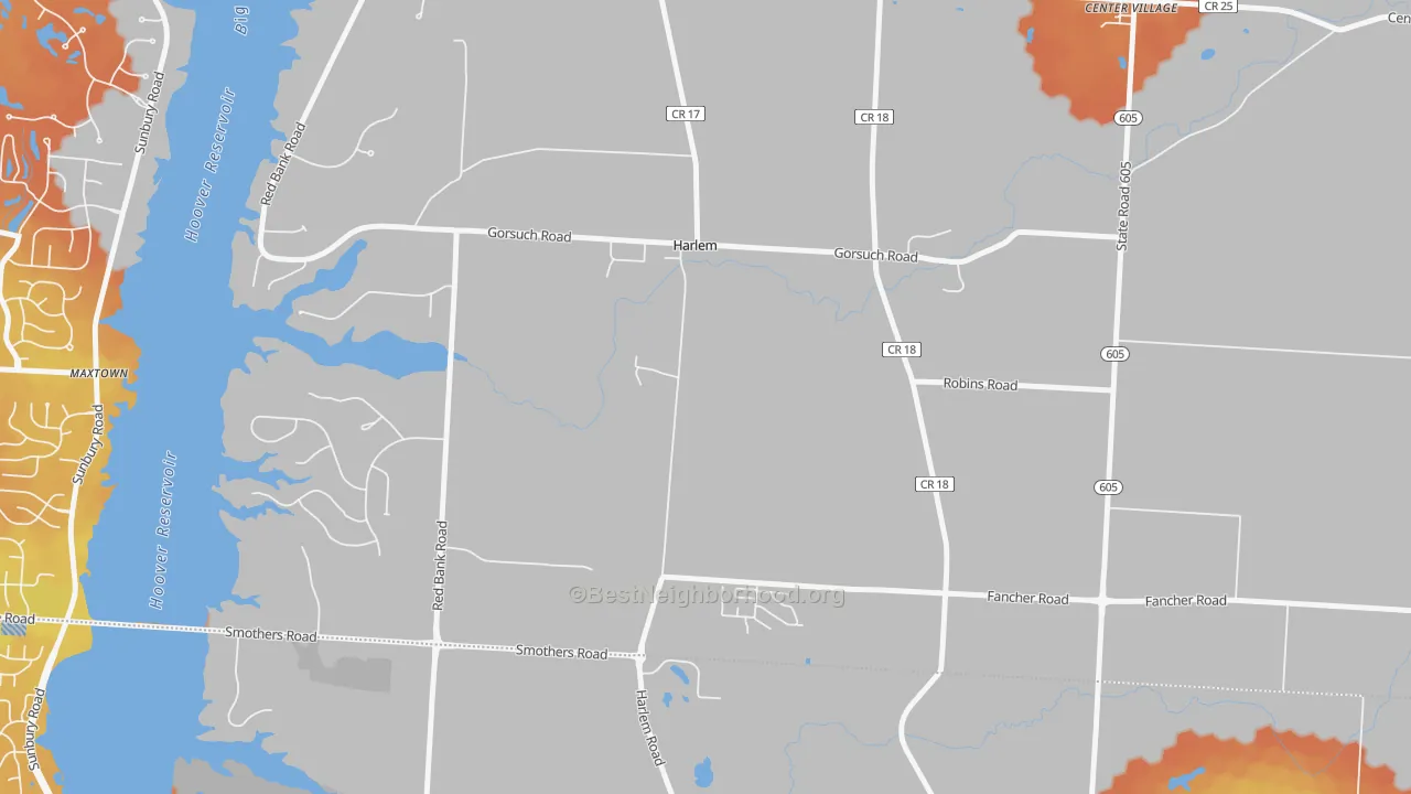 Bike Grade map of Harlem, OH