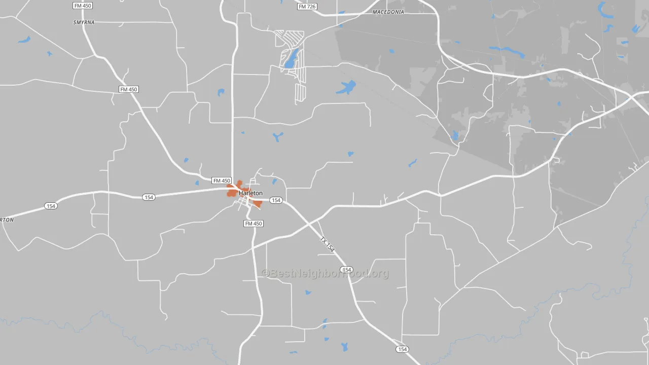 Bike Grade map of Harleton, TX