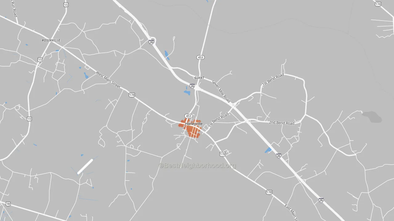 Bike Grade map of Harleyville, SC