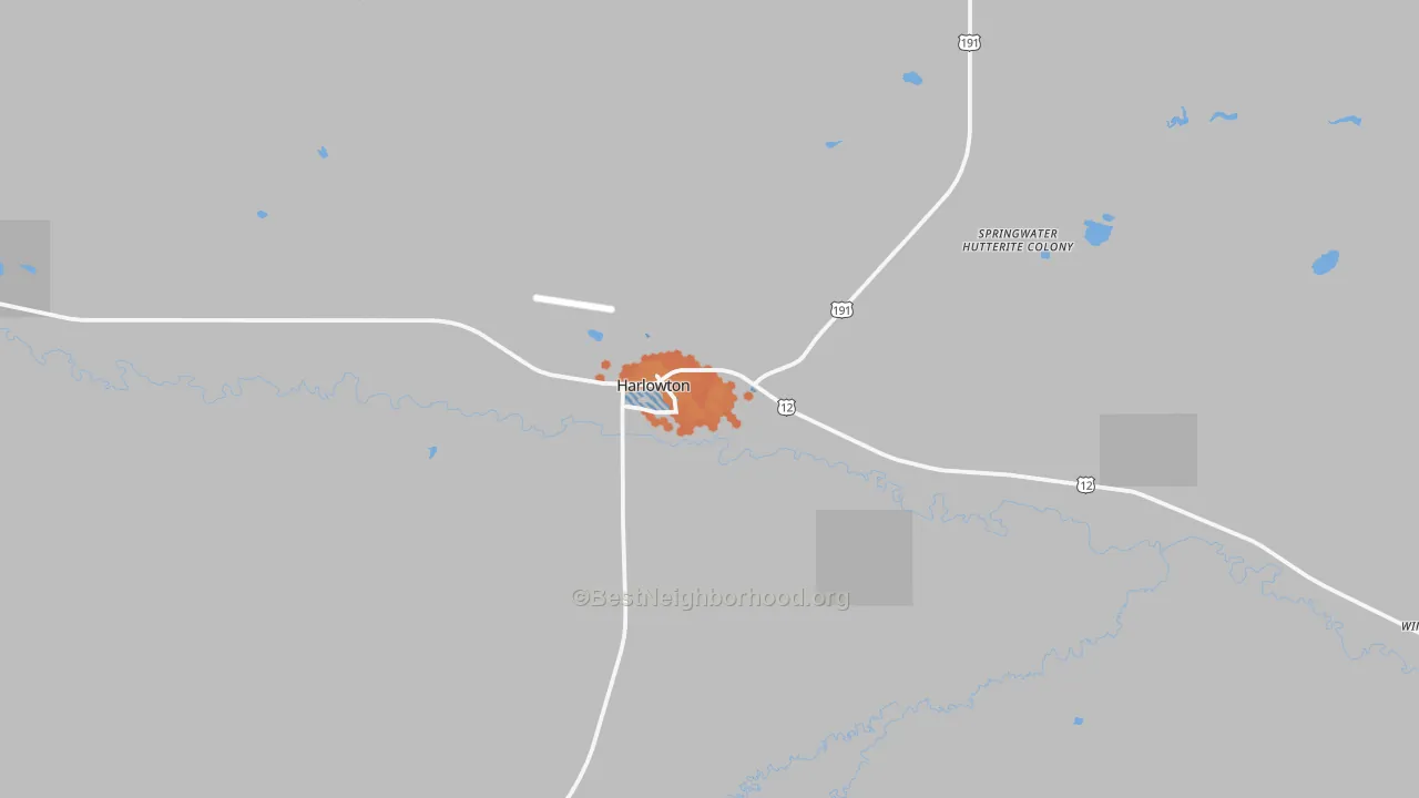 Bike Grade map of Harlowton, MT