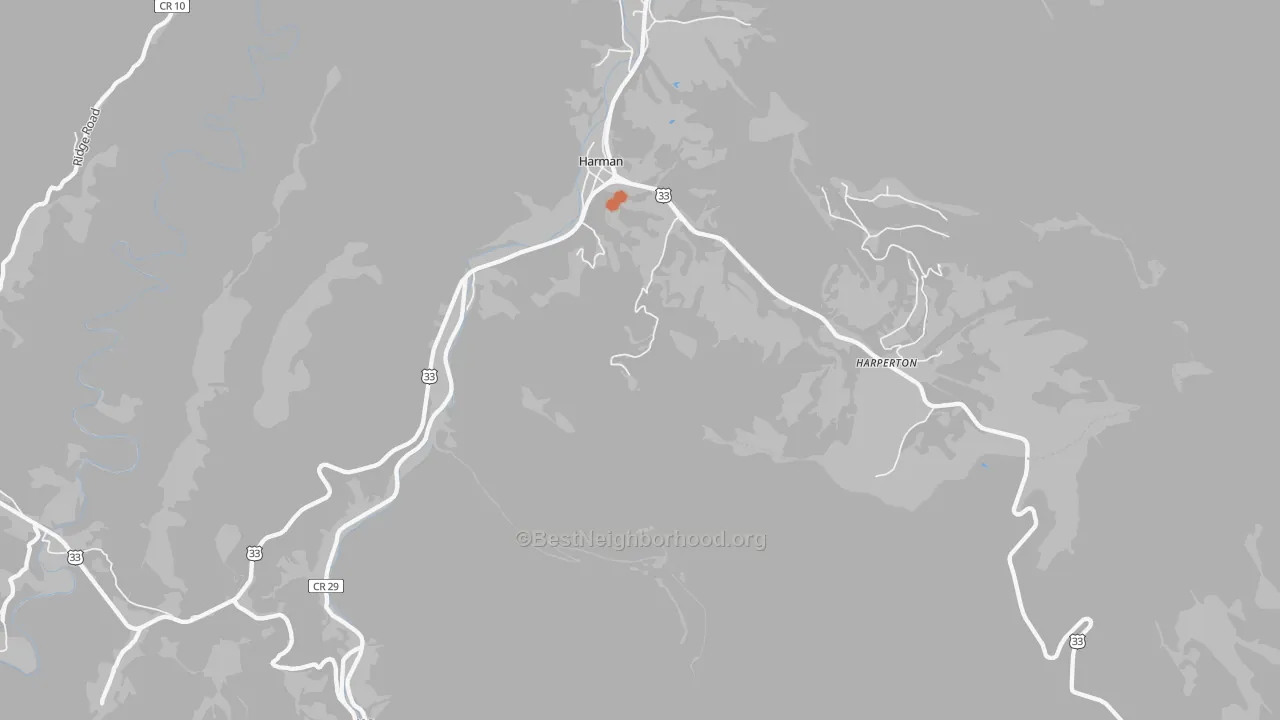 Bike Grade map of Harman, WV