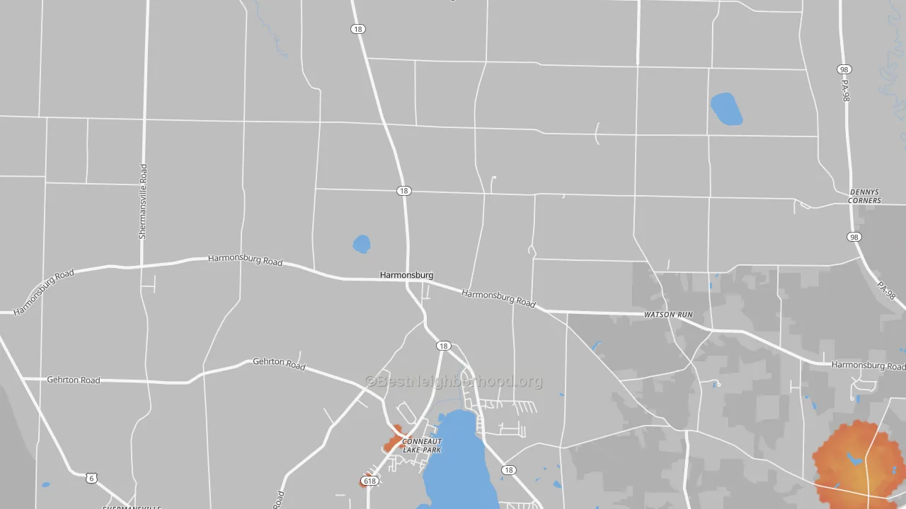 Bike Grade map of Harmonsburg, PA