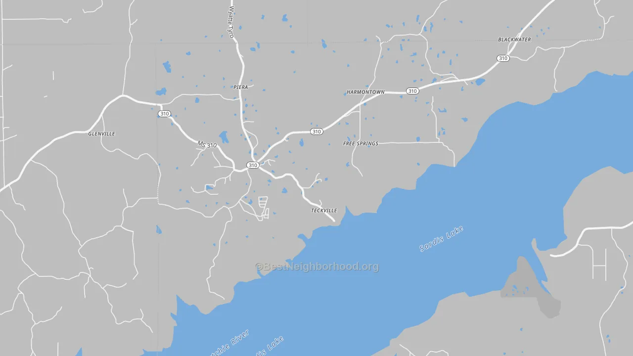 Bike Grade map of Harmontown, MS