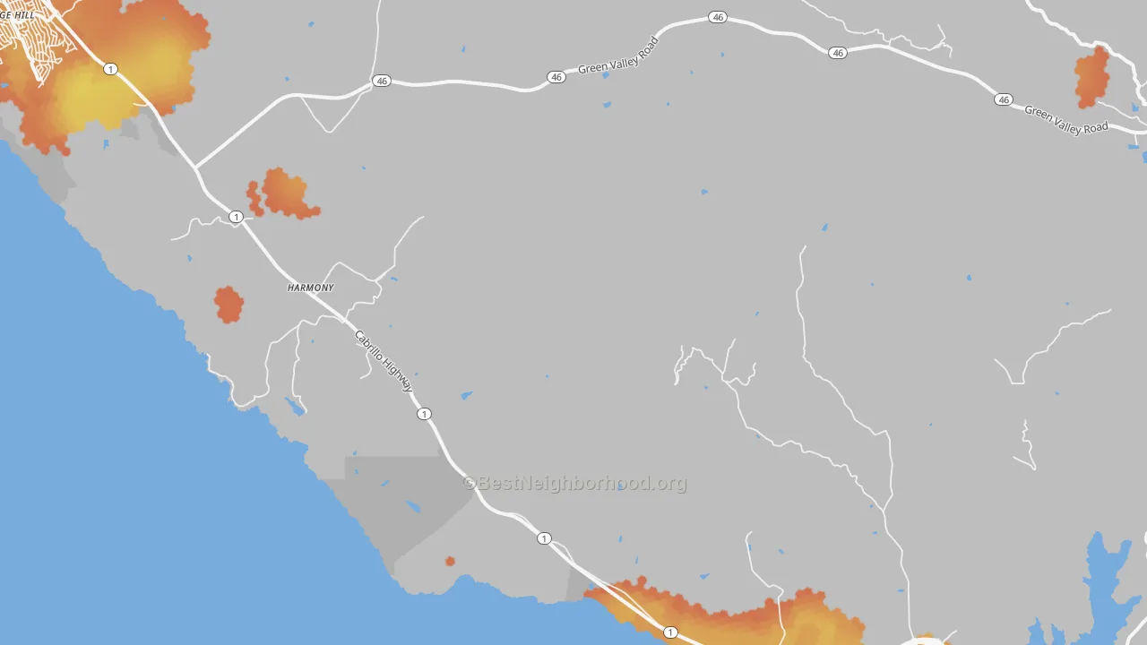 Bike Grade map of Harmony, CA