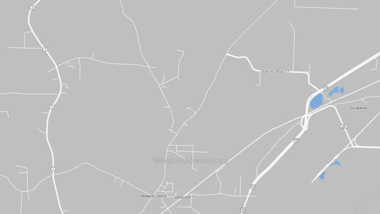 Bike Grade map of Harmony Grove, AR