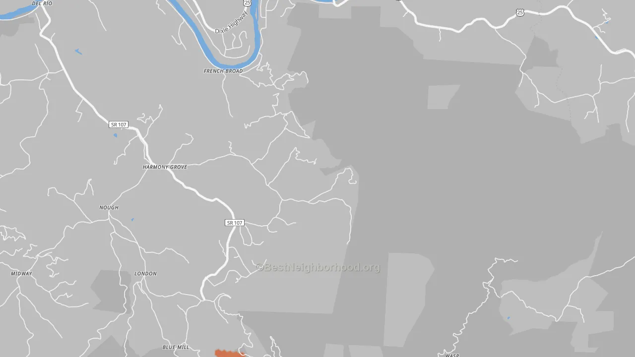 Bike Grade map of Harmony Grove, TN