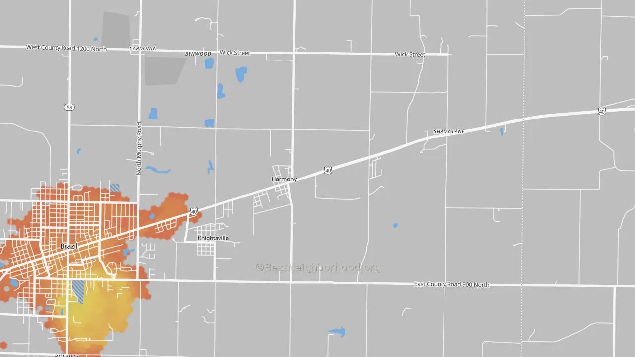 Bike Grade map of Harmony, IN