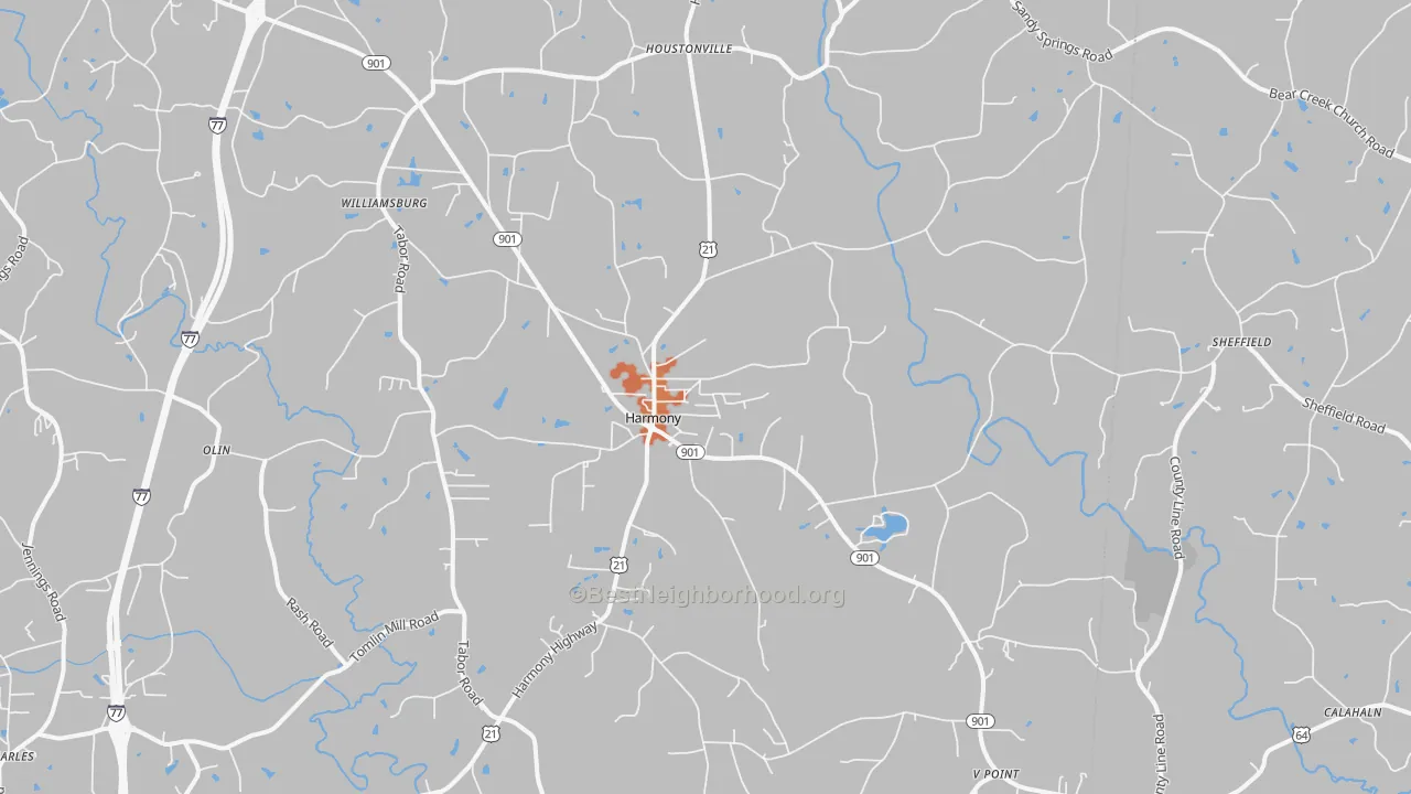 Bike Grade map of Harmony, NC