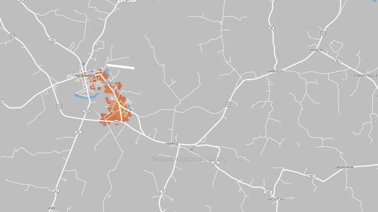 Bike Grade map of Harned, KY