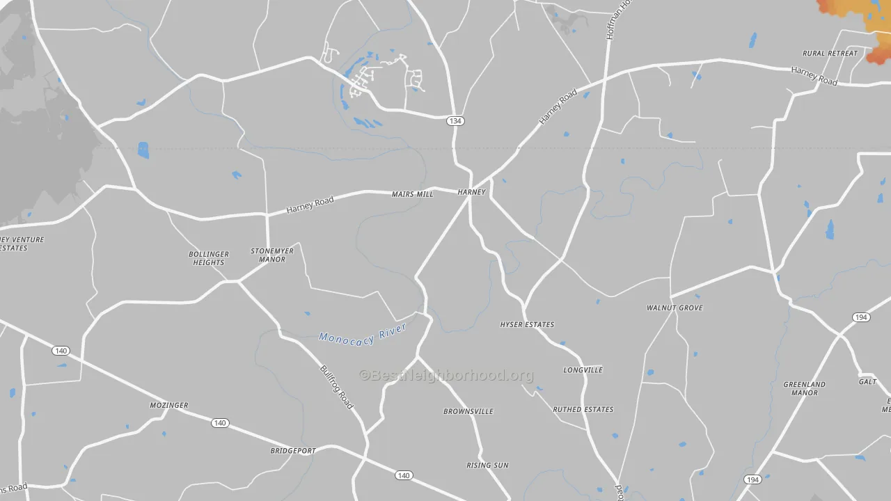Bike Grade map of Harney, MD