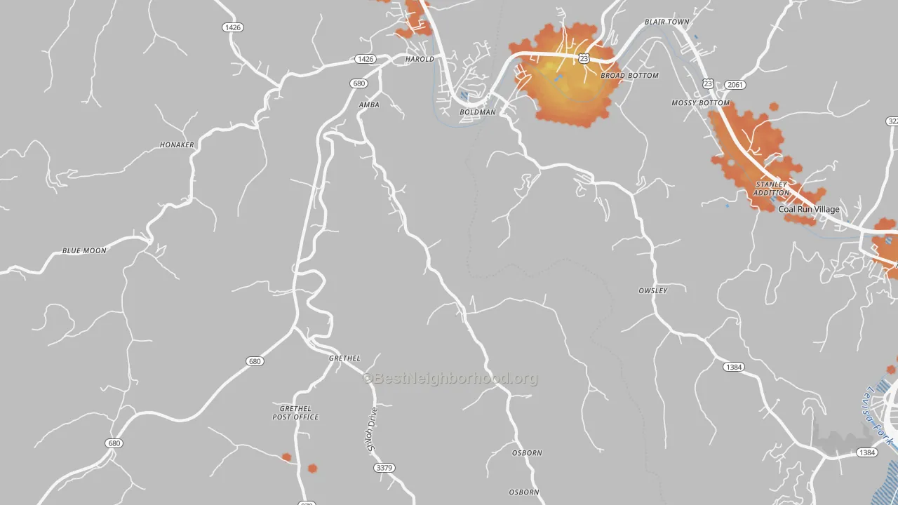Bike Grade map of Harold, KY