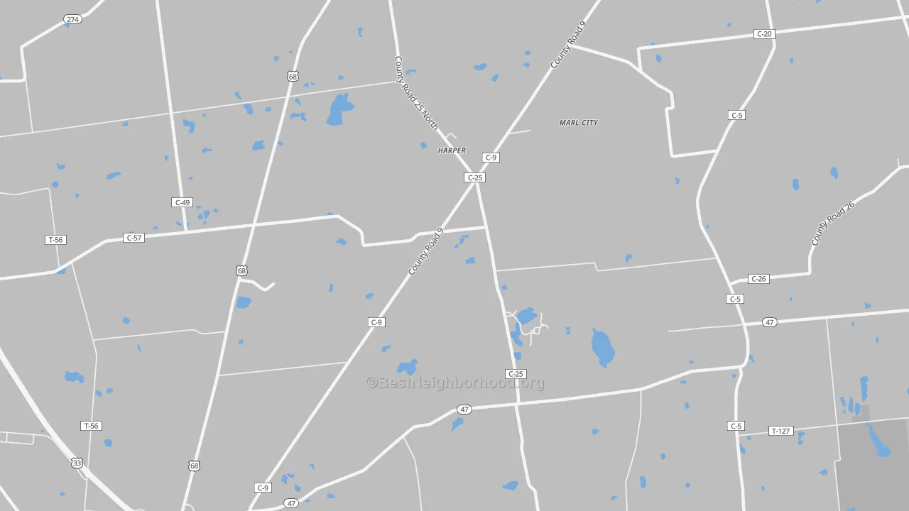 Bike Grade map of Harper, OH