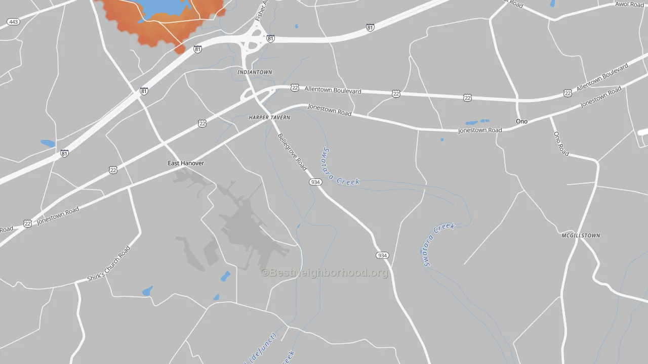 Bike Grade map of Harper Tavern, PA