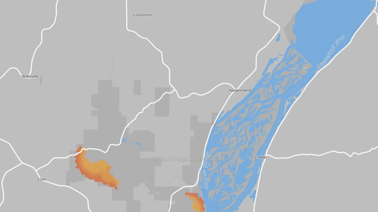 Bike Grade map of Harpers Ferry, IA