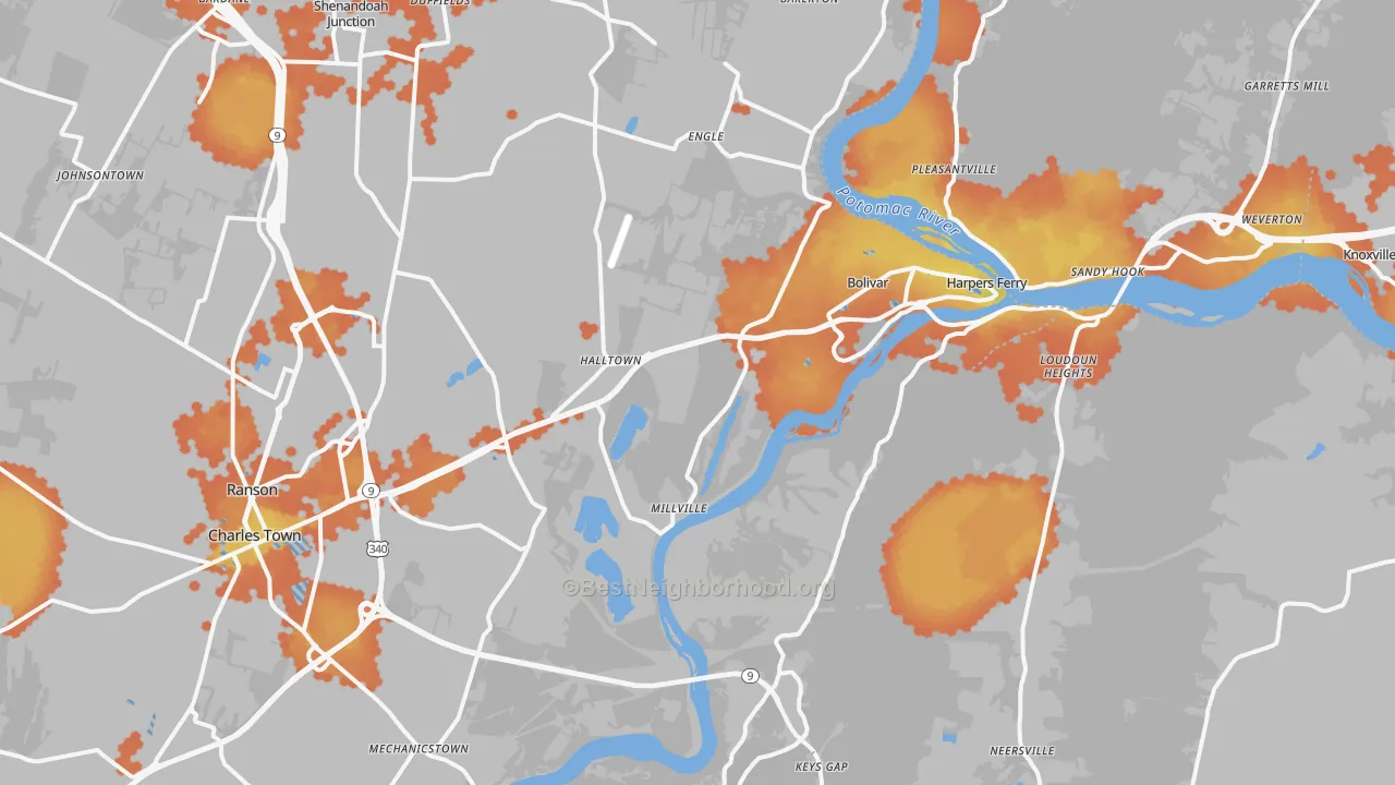 Bike Grade map of Harpers Ferry, WV