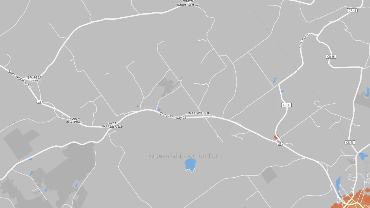 Bike Grade map of Harpersfield, NY