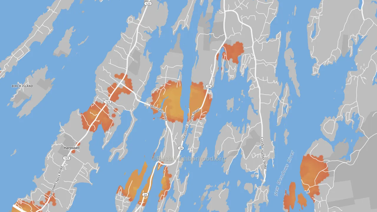 Bike Grade map of Harpswell, ME