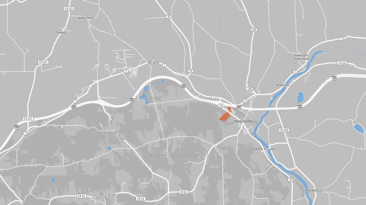 Bike Grade map of Harpursville, NY