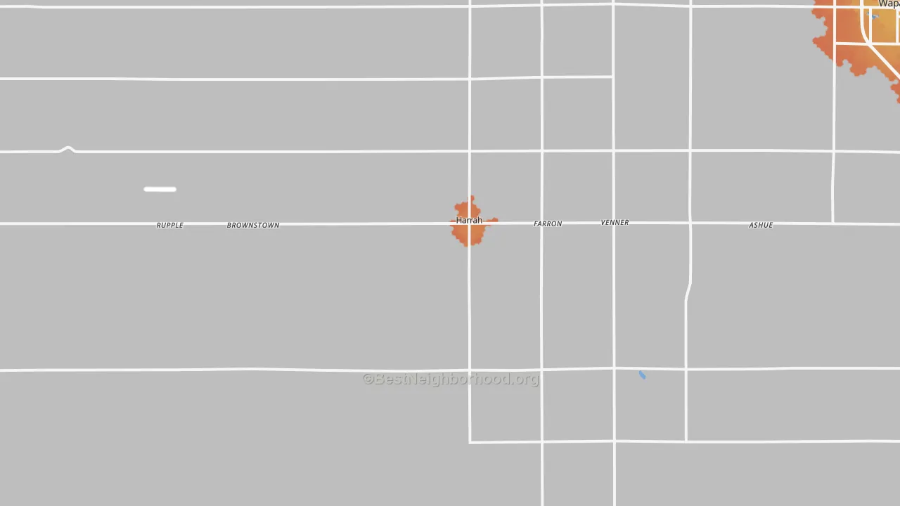 Bike Grade map of Harrah, WA
