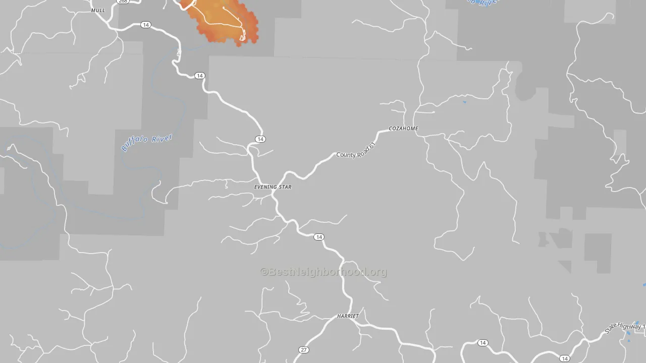 Bike Grade map of Harriet, AR