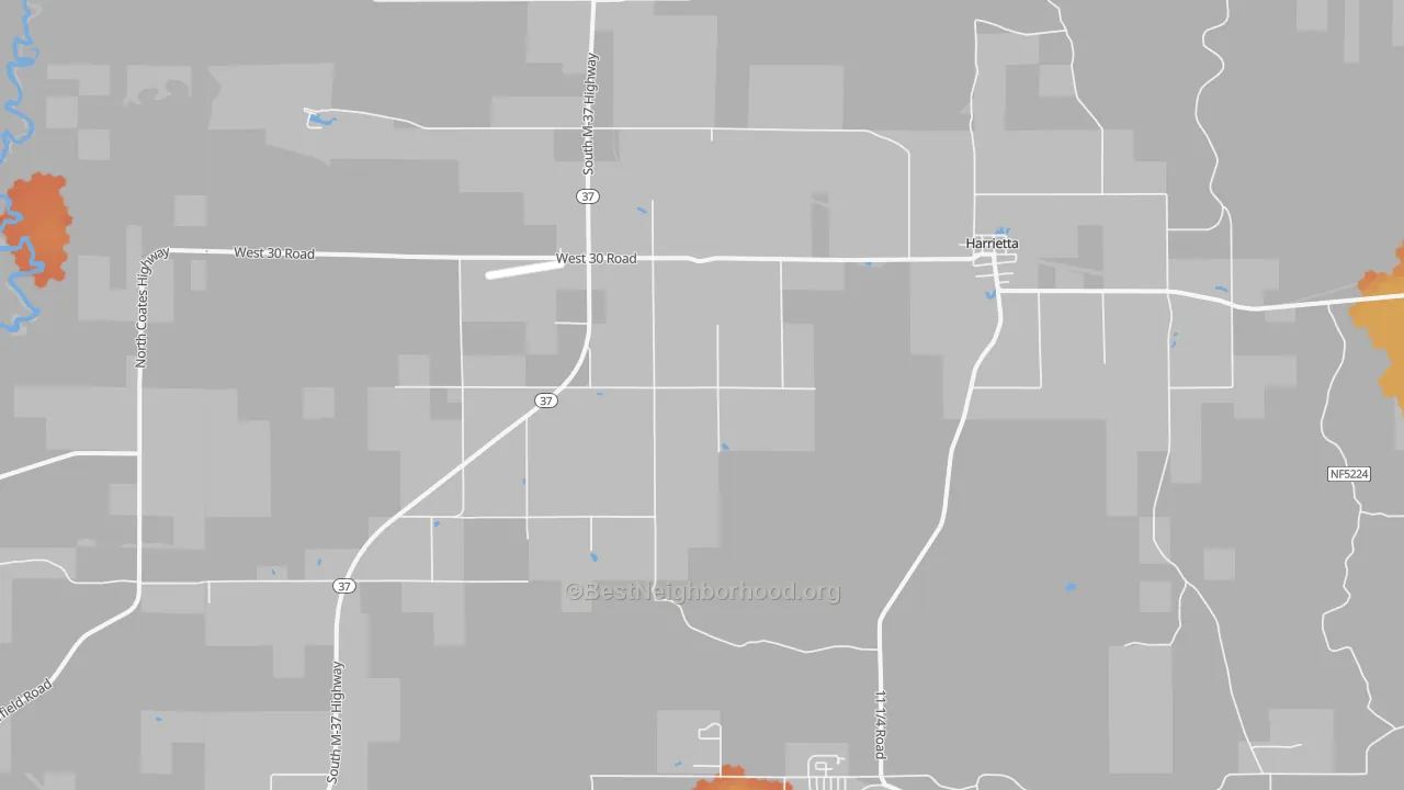 Bike Grade map of Harrietta, MI