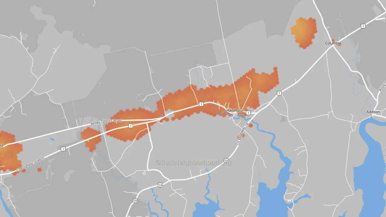 Bike Grade map of Harrington, ME