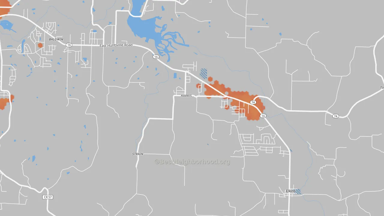 Bike Grade map of Harris, AR