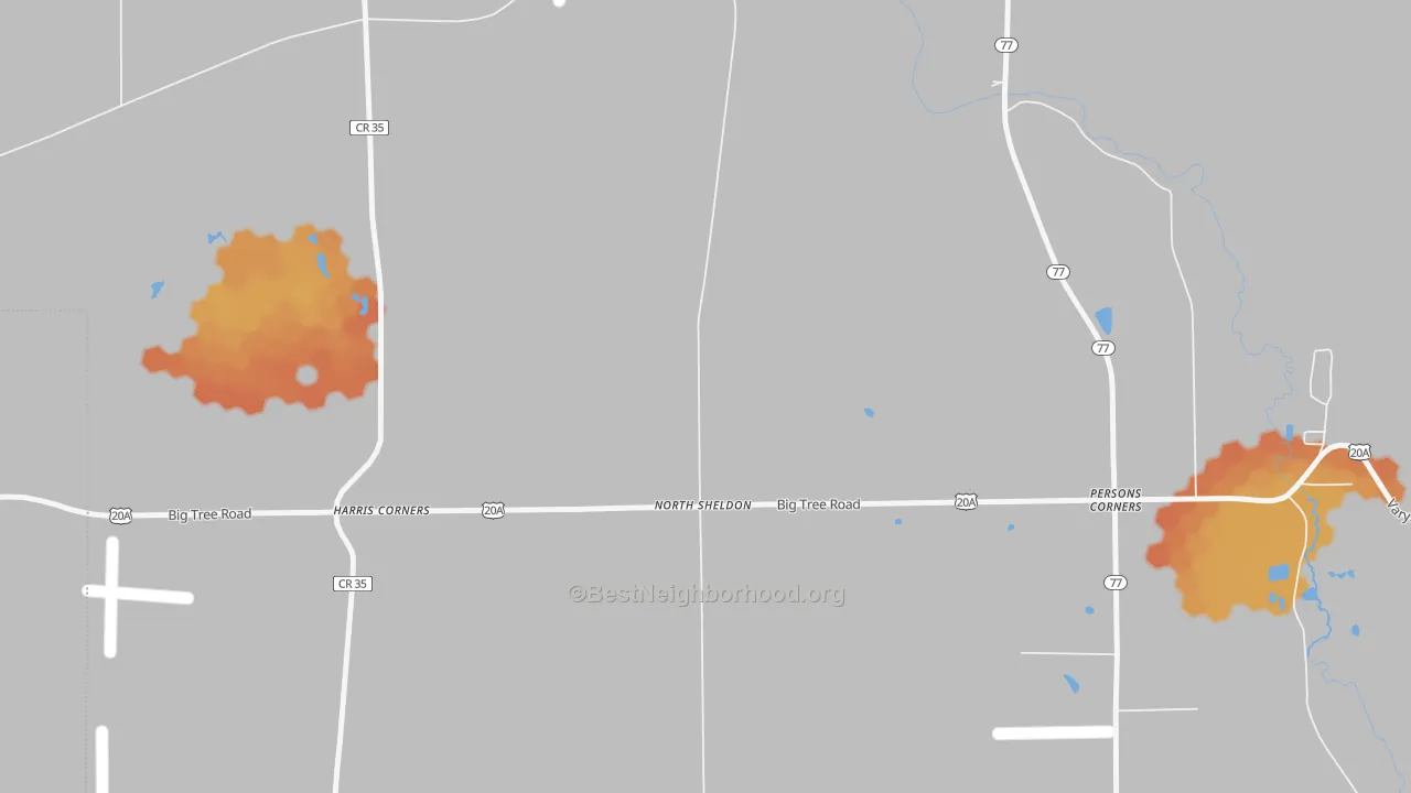 Bike Grade map of Harris Corners, NY