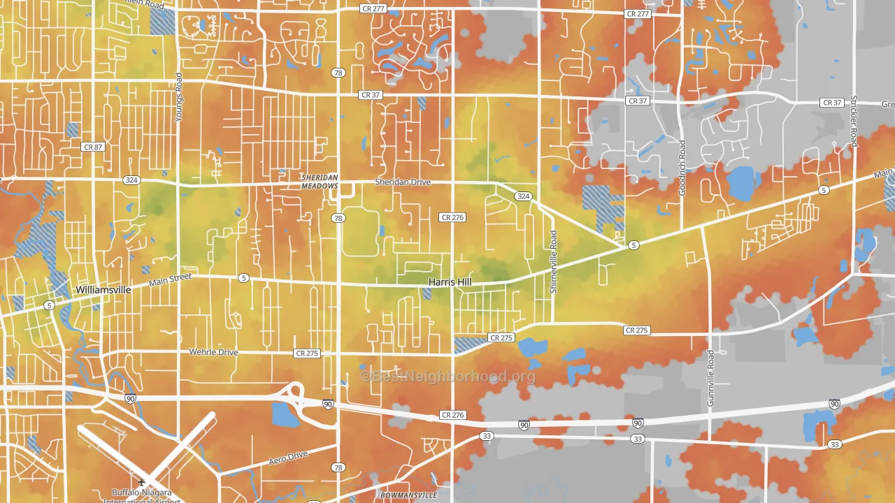 Bike Grade map of Harris Hill, NY