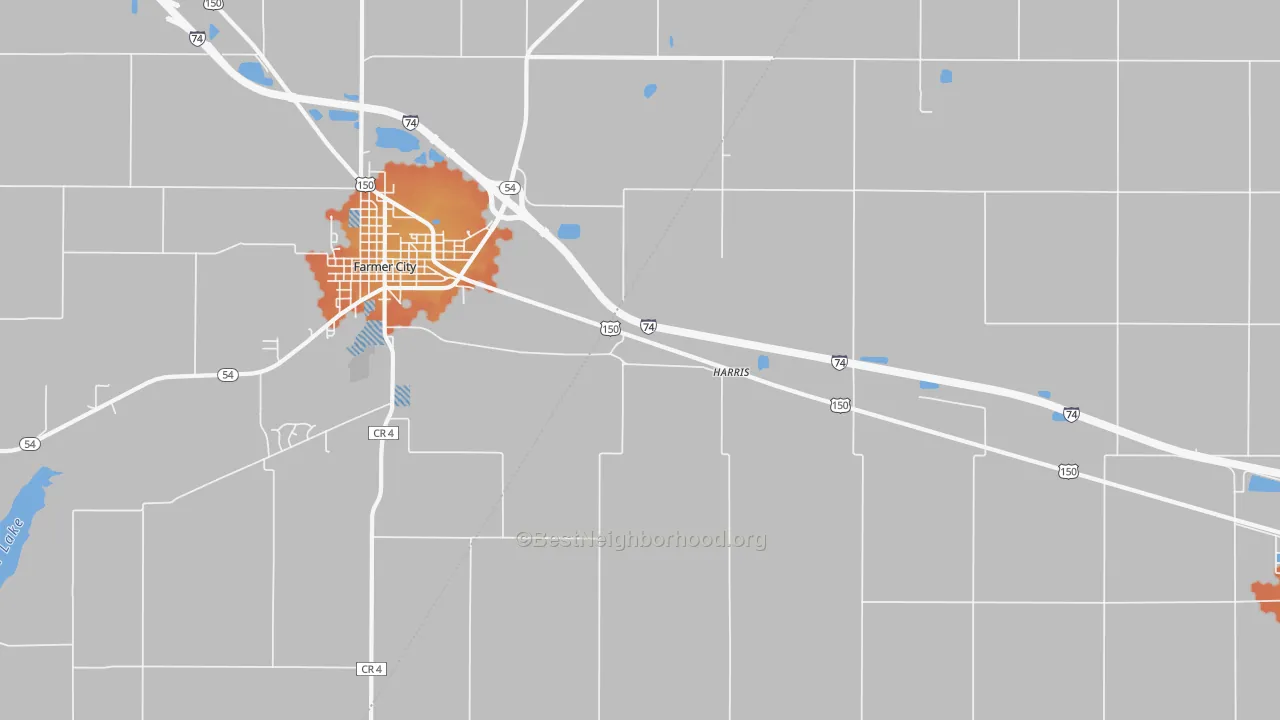 Bike Grade map of Harris, IL