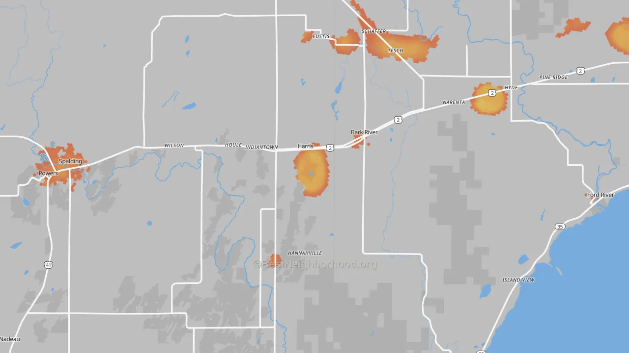 Bike Grade map of Harris, MI