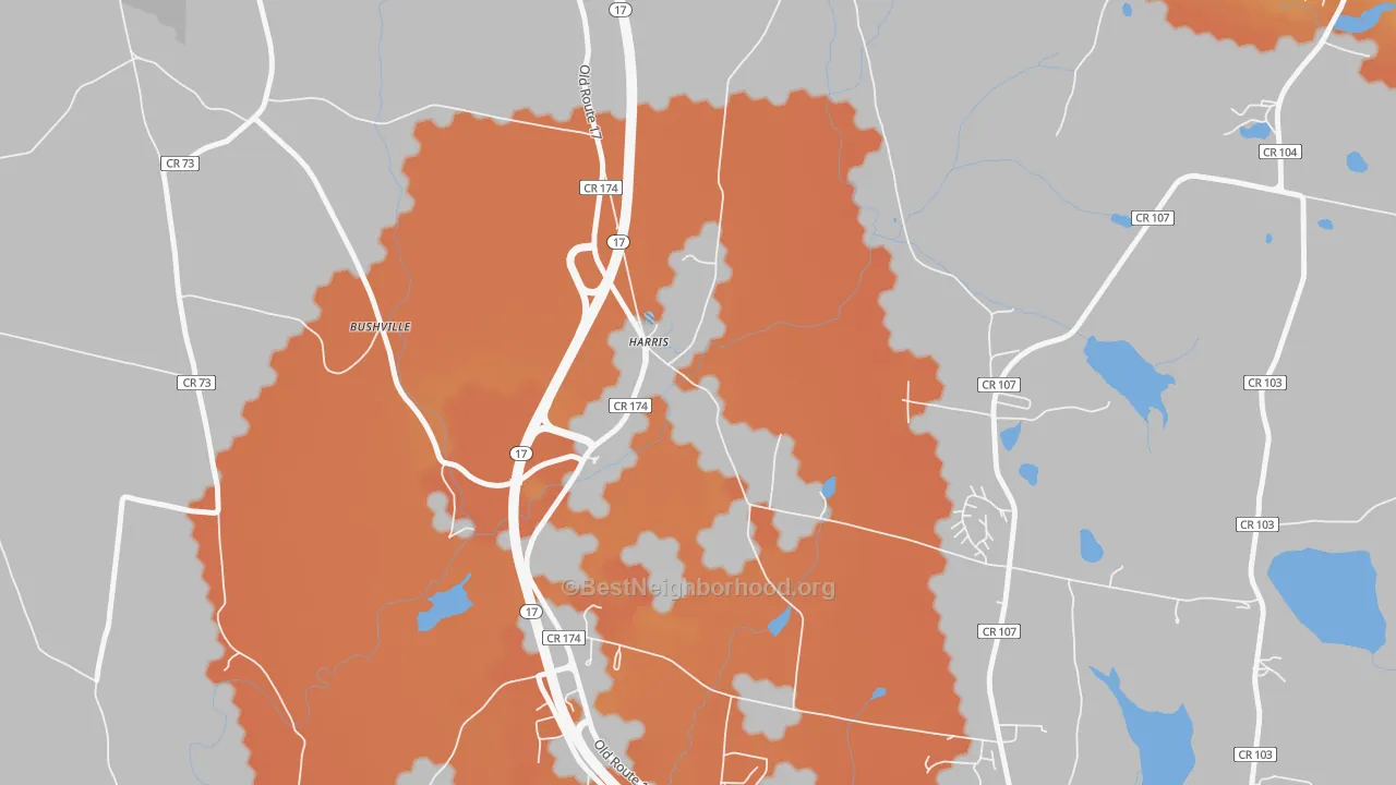 Bike Grade map of Harris, NY