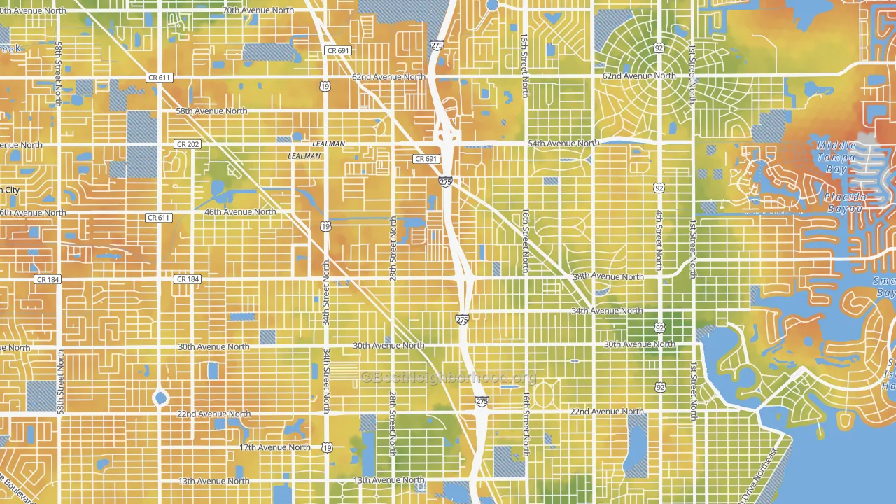 Bike Grade map of Harris Park, St. Petersburg, FL