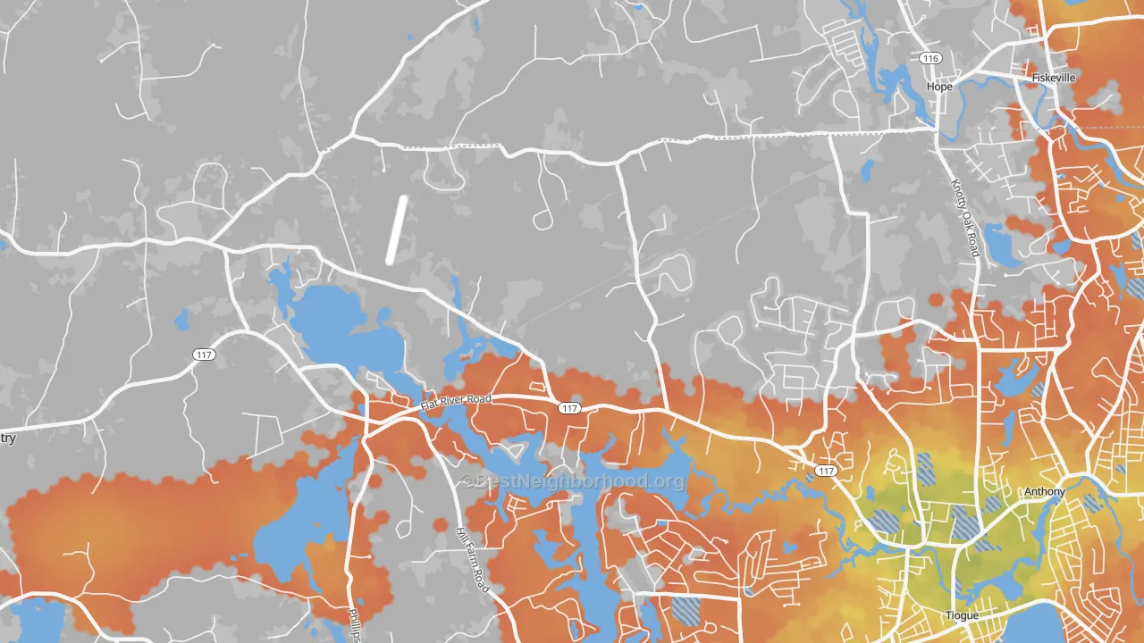 Bike Grade map of Harris, RI