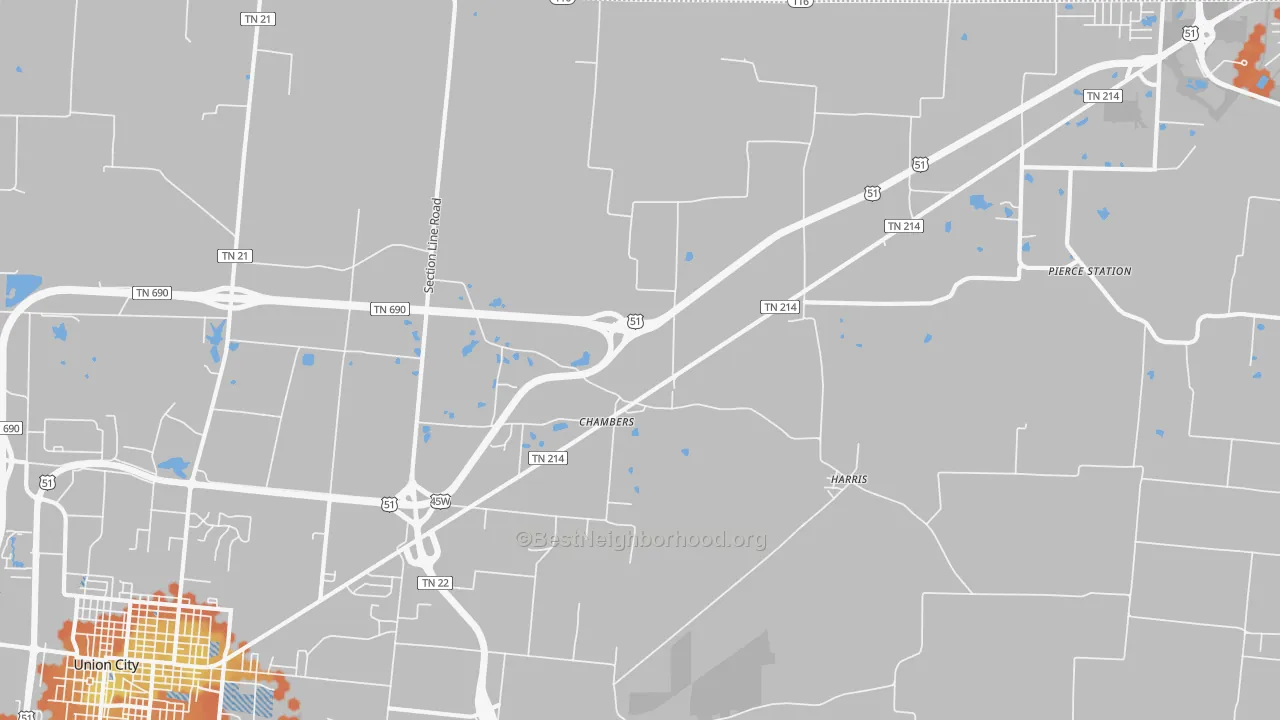 Bike Grade map of Harris, TN