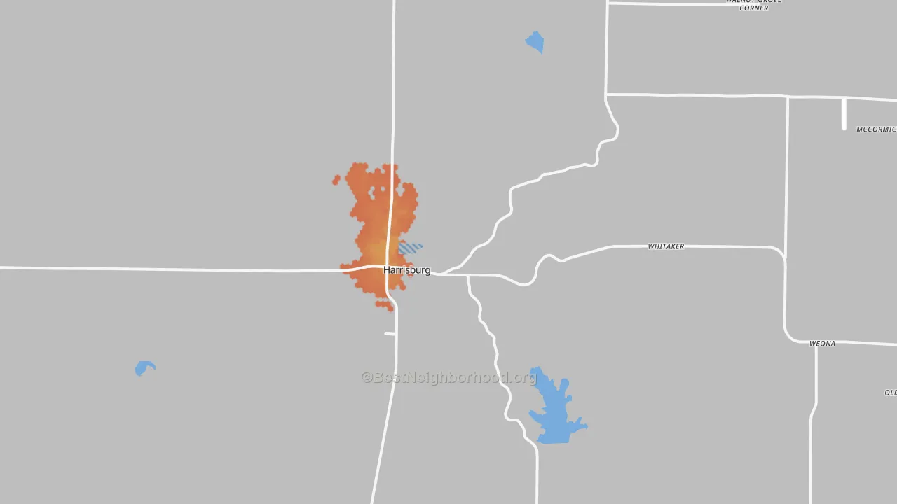 Bike Grade map of Harrisburg, AR