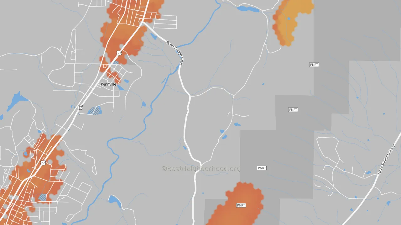 Bike Grade map of Harrisburg, GA