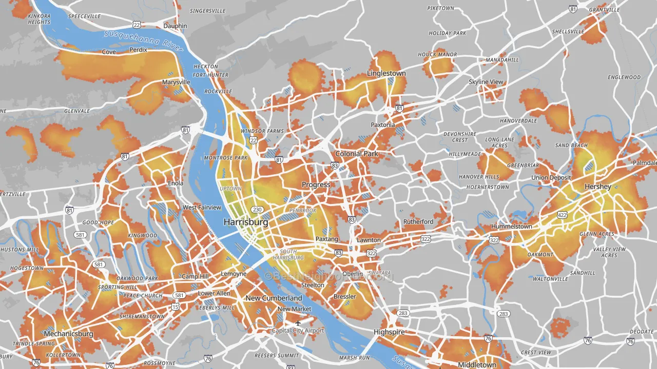 Bike Grade map of Harrisburg, PA
