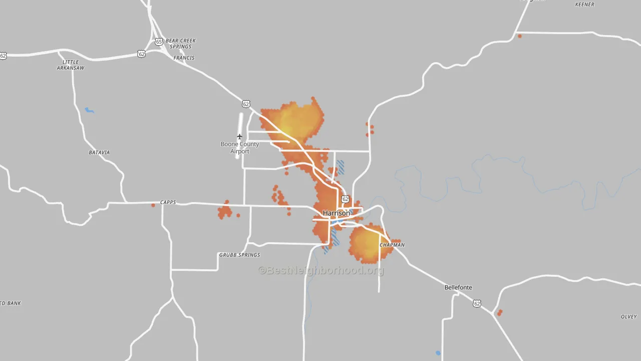 Bike Grade map of Harrison, AR