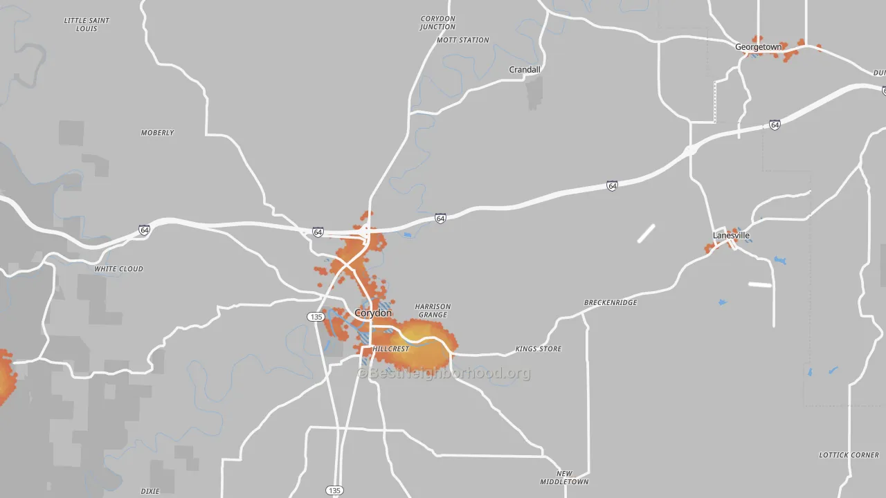 Bike Grade map of Harrison County, IN