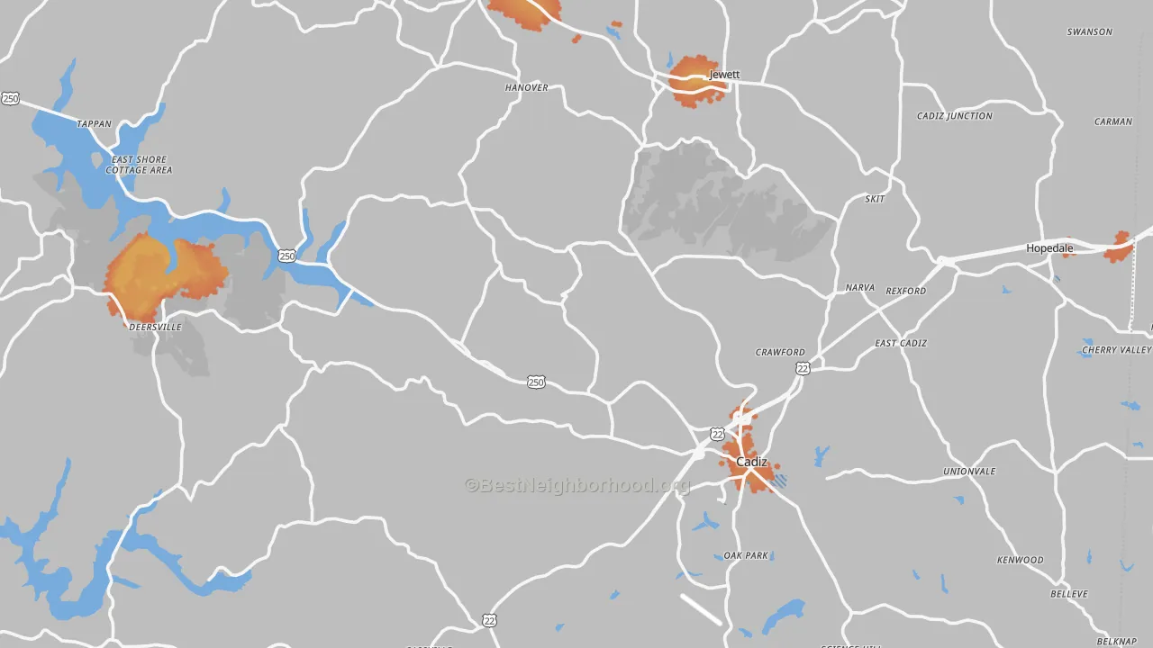 Bike Grade map of Harrison County, OH
