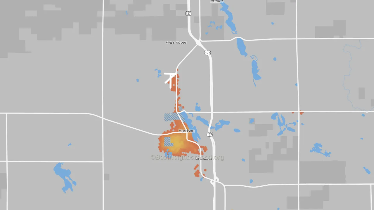 Bike Grade map of Harrison, MI