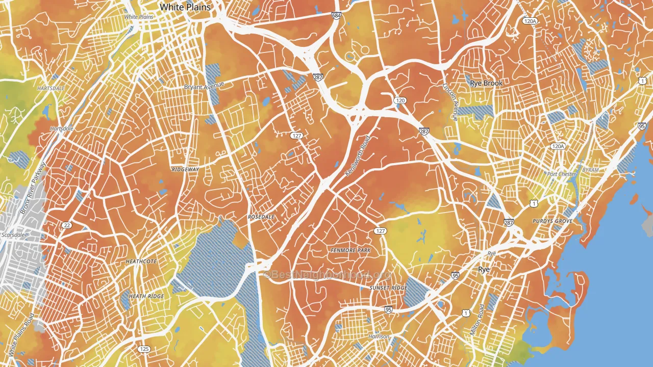 Bike Grade map of Harrison, NY