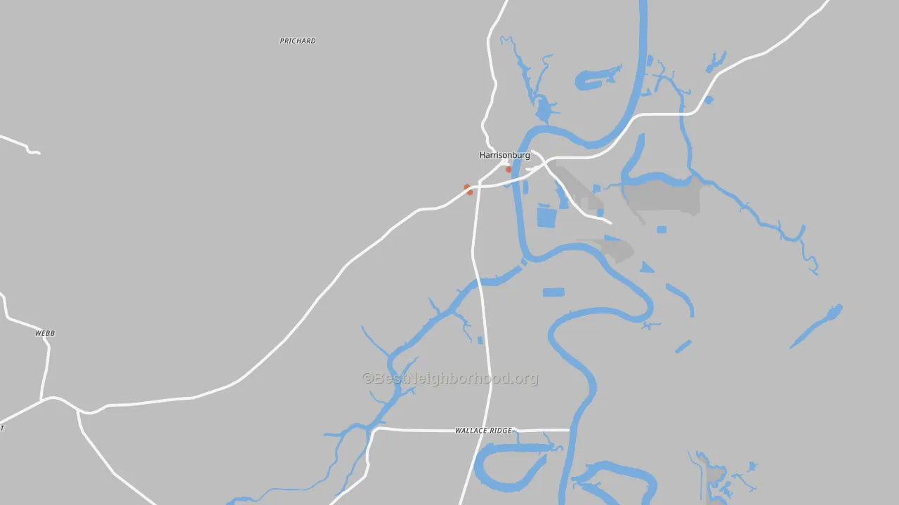 Bike Grade map of Harrisonburg, LA