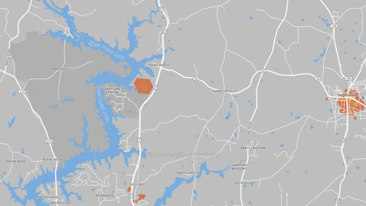 Bike Grade map of Harrisonville, GA