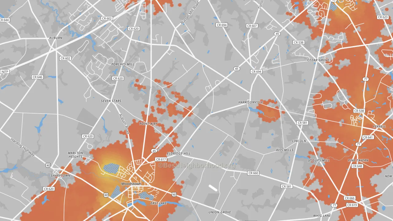 Bike Grade map of Harrisonville, NJ