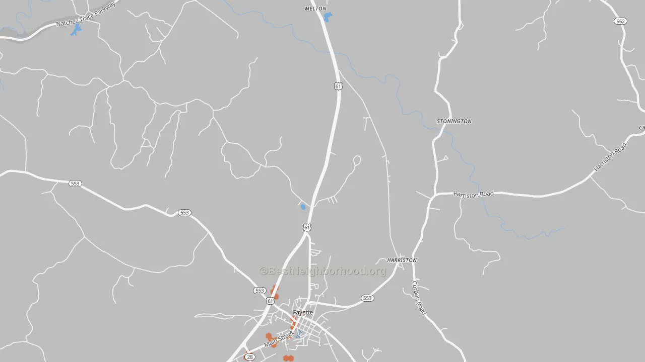 Bike Grade map of Harriston, MS