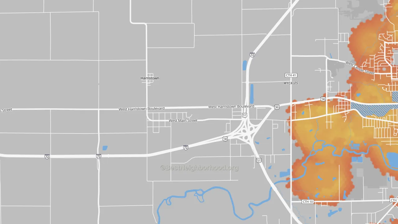 Bike Grade map of Harristown, IL