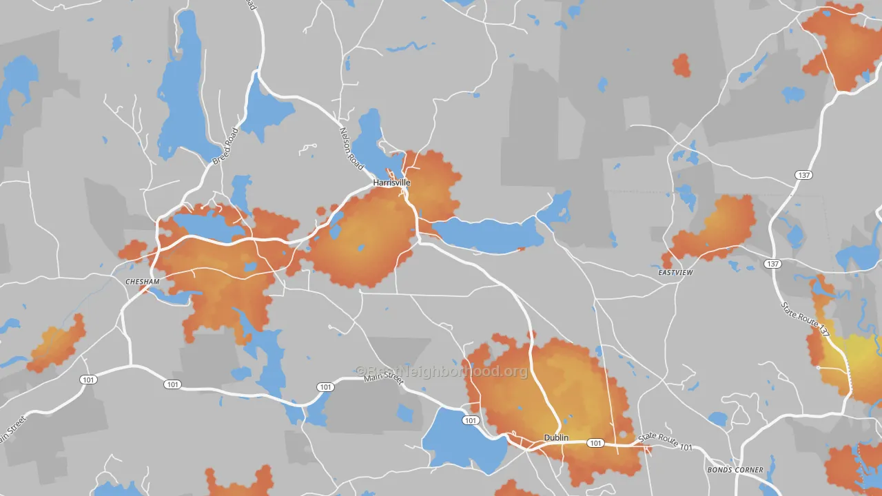 Bike Grade map of Harrisville, NH