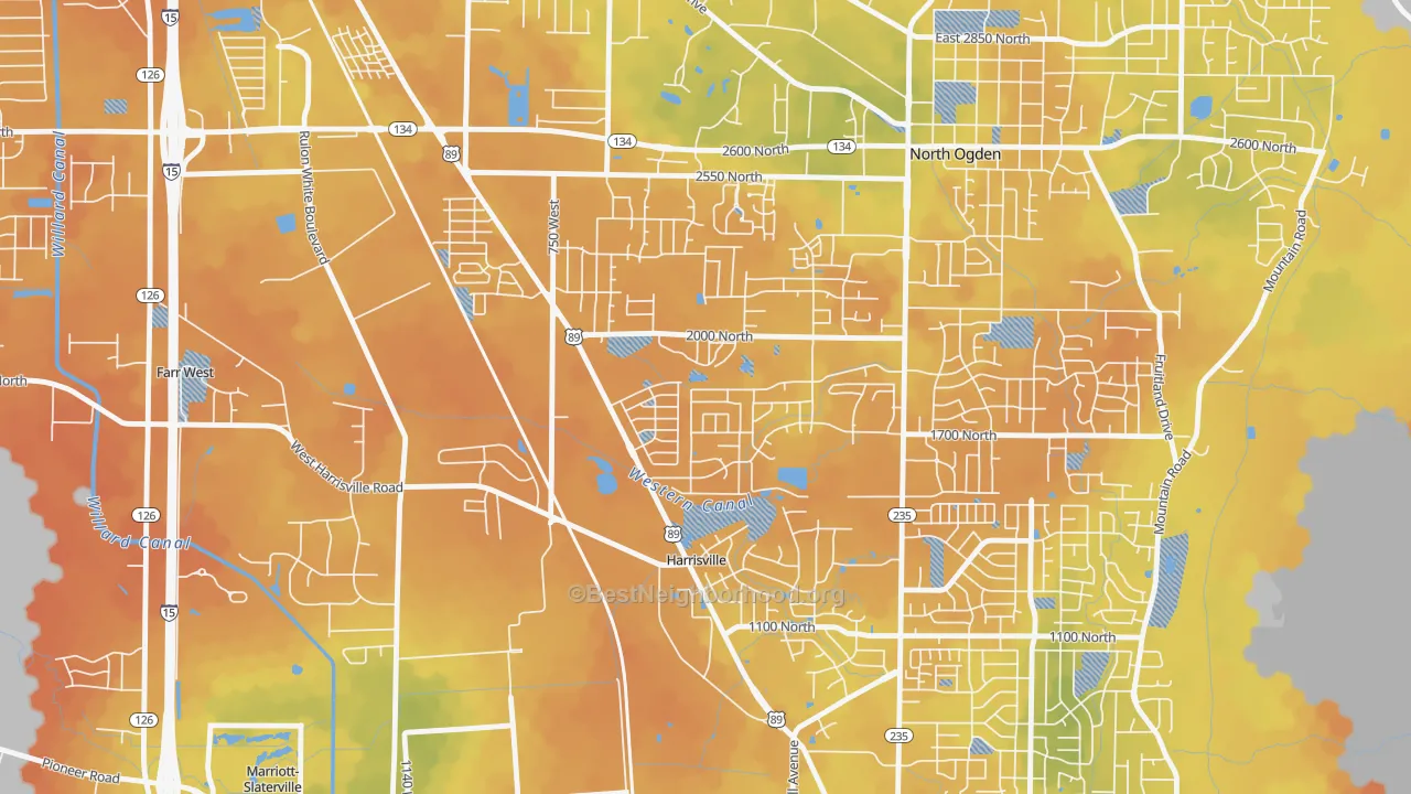 Bike Grade map of Harrisville, UT
